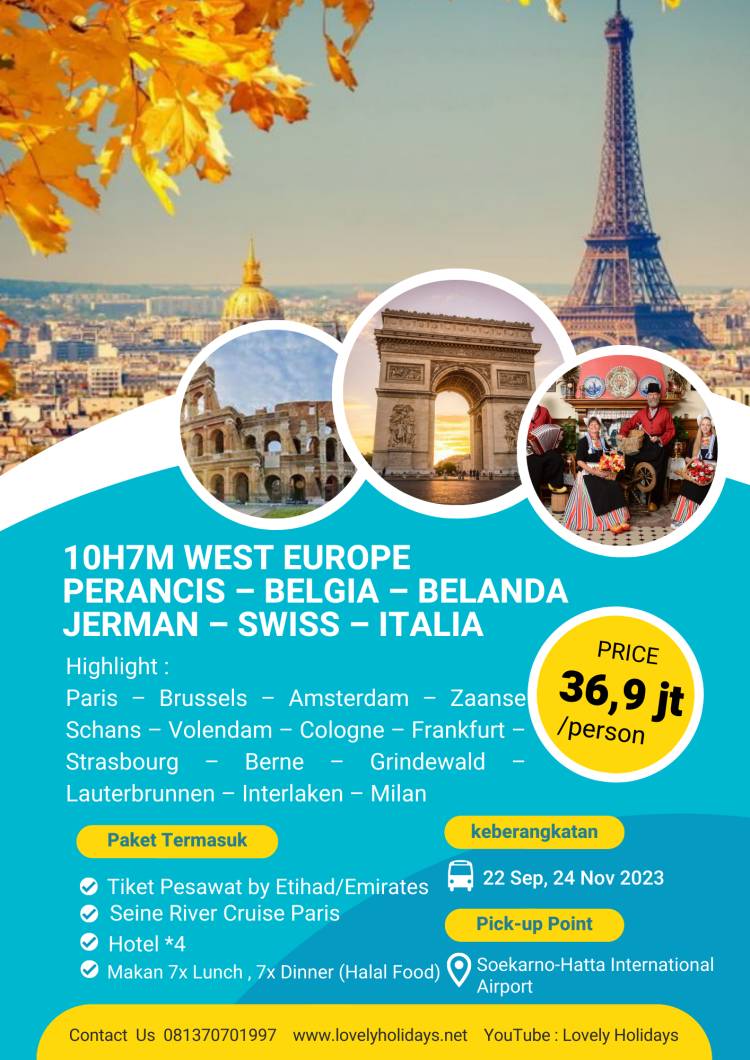 10H7M WEST EUROPE  PERANCIS – BELGIA – BELANDA – JERMAN – SWISS – ITALIA